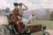 Julius LeBlanc Stewart Les Dames Goldsmith au bois de Boulogne en 1897 sur une voiturette France oil painting artist